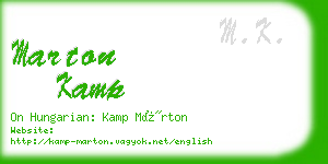 marton kamp business card